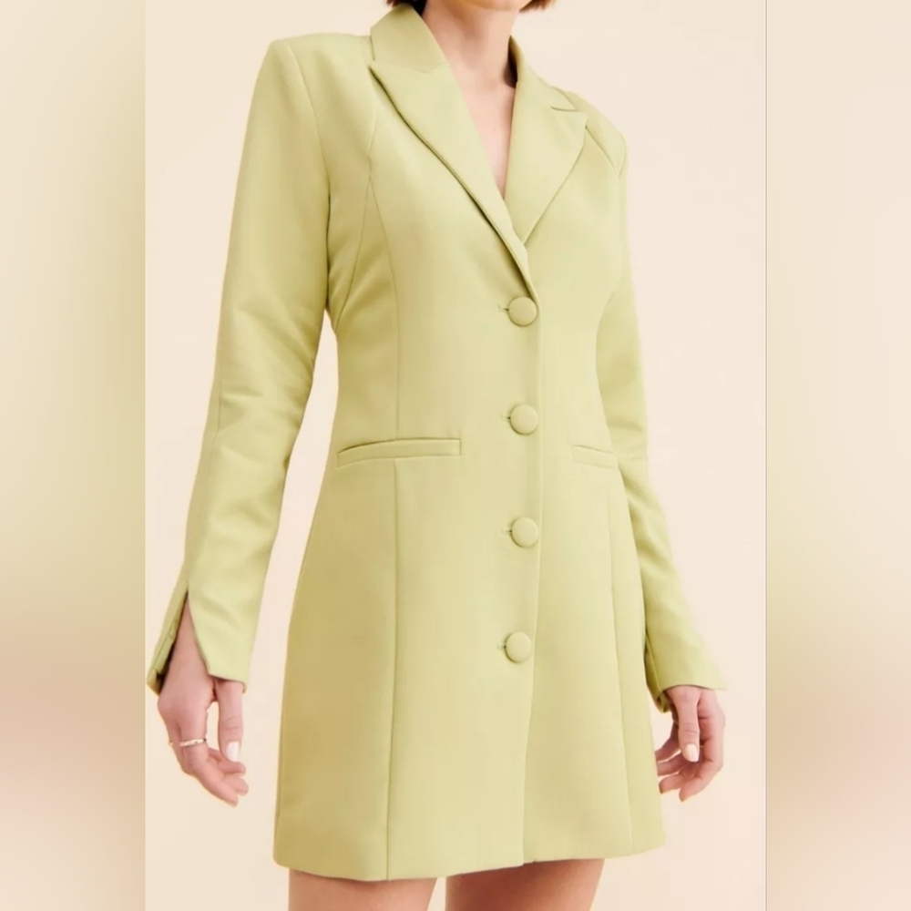 4th & Reckless *GREEN* Blazer Coat Dress Open Back-Size Medium